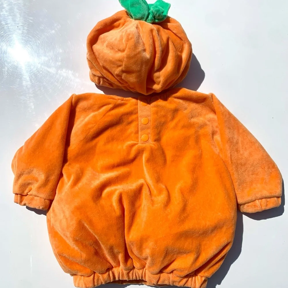 Pumpkin Plush Baby Costume - Orange Jack-o'-Lantern Size 12-18 Months - Picture 6 of 15
